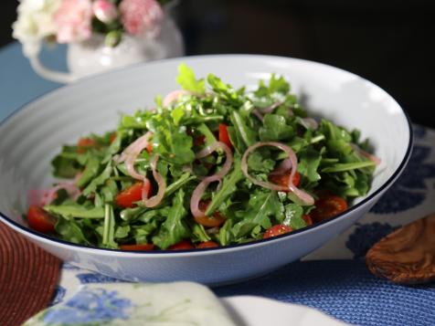 Arugula Salad with Pickled Red Onions and Champagne Vinaigrette