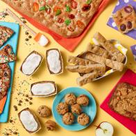 Food Network Kitchen’s Apple Bread, Giant Chocolate Chip Sprinkle Cookie, Focaccia Bread, Mini Morning Glory Loaves, Sweet Grape Focaccia Bread, Sweet Potato Chocolate Chip Muffins, Tomato-Basil Focaccia Bread from Kids Can Bake for KIDS CAN BAKE/KIDS CAN MAKE/EASTER, as seen on Food Network.