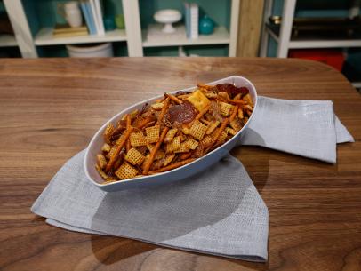 Katie Lee's Pizza Party Mix is seen on the set of Food Network's The Kitchen, Season 8.
