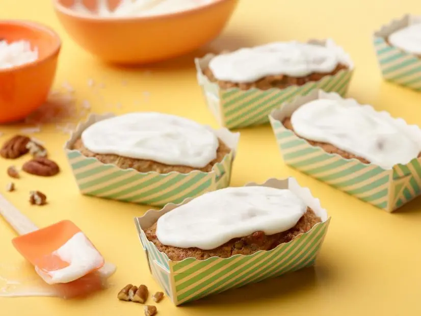 Food Network Kitchen’s Mini Morning Glory Loaves from Kids Can Bake for KIDS CAN BAKE/KIDS CAN MAKE/EASTER, as seen on Food Network
