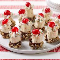 Food Network Kitchen’s Tiny Banana Splits from Teeny, Tiny Desserts for KIDS CAN BAKE/KIDS CAN MAKE/EASTER, as seen on Food Network.