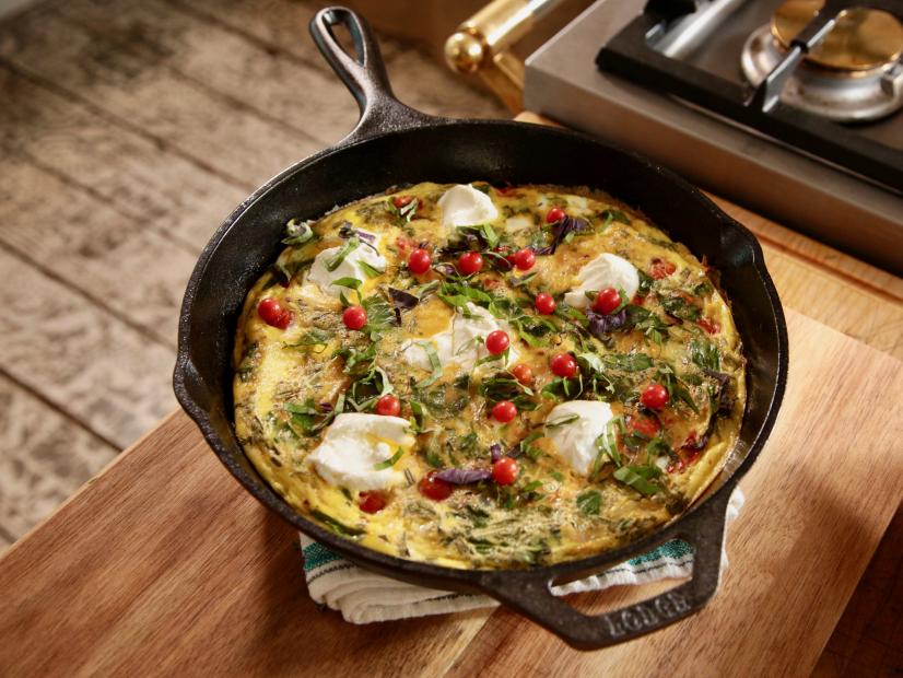 Herby Greens and Goat Cheese Frittata Recipe | Food Network