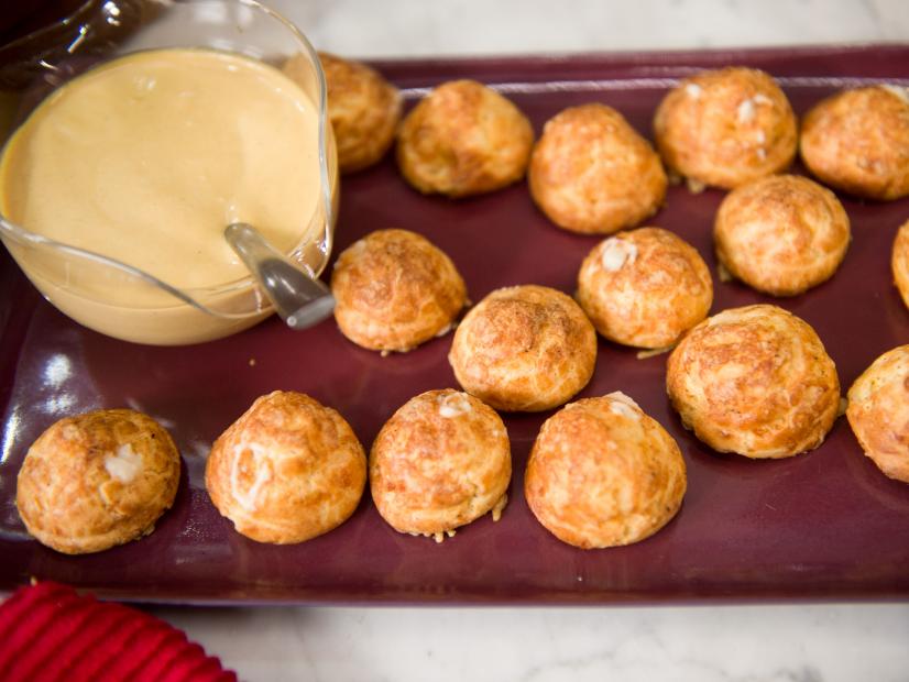 Geoffrey Zacharian's Gougeres with Gruyere and Beer Mustard as seen on Food Network’s Bobby Flay’s Barbecue Addiction, Christmas at Bobby’s Special