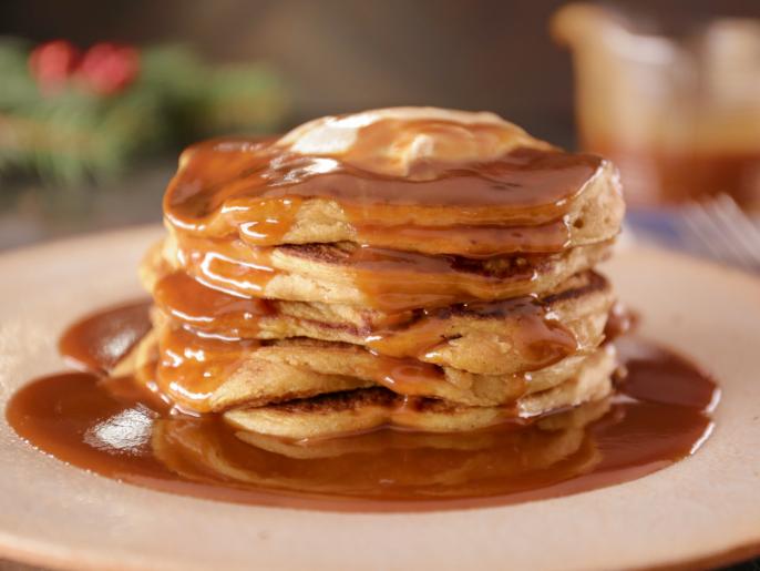 PumpkinRicotta Pancakes with Spicy AppleCider Caramel Sauce Recipe
