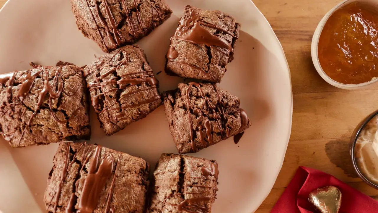 Chocolate Scones with Orange Cream and Marmalade