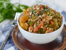 This vegan stuffing stars farro, butternut squash and toasted almonds for an unexpected twist on a fall classic.
