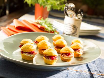 Food beauty of the Cranberry Cornbread Bites at the festive Thanksgiving celebration, as seen on Food Network’s Patricia Heaton Parties, Season 1.