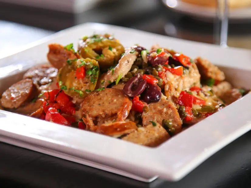 WS of the Veal Giuseppe dish from Paravicini's in Colorado Springs, CO as seen on Food Network's Diners, Drive-Ins and Dives episode DV2312.