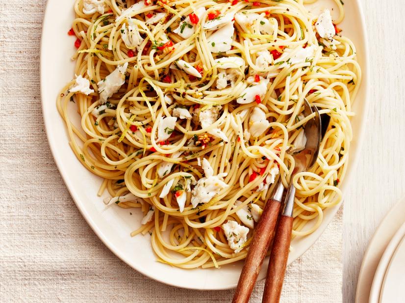 Healthy Pasta with Spicy Crab Recipe | Bobby Flay | Food Network