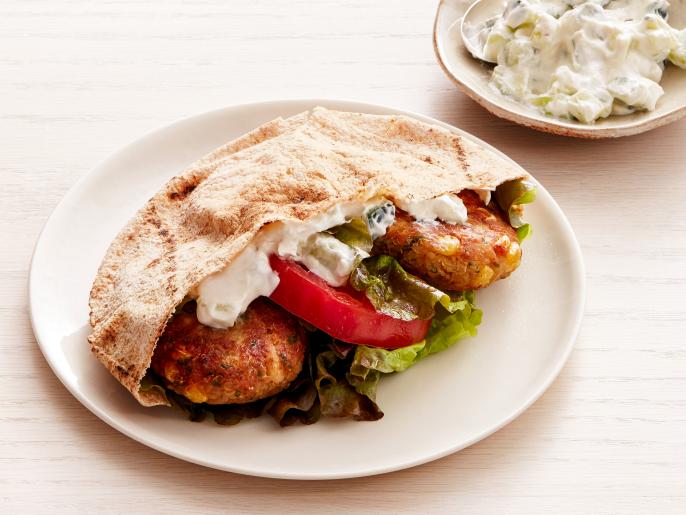 Mini Veggie Burger Pitas Recipe Jeff Mauro Food Network