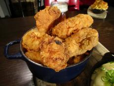 Chef-owner Art Smith is known for his elevated Southern cuisine, including the Fried Chicken for Two that Rocco DiSpirito devours all by himself. The chicken is brined, bathed in buttermilk and then dipped twice into a spicy flour-and-baking-powder mix to create an airy, crispy crust.