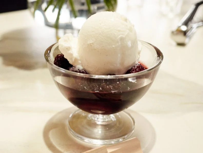 Detail of Host Giada de Laurentiis' dish, Drunken Berries, as seen on Food Network’s Giada Entertains, Season 1.