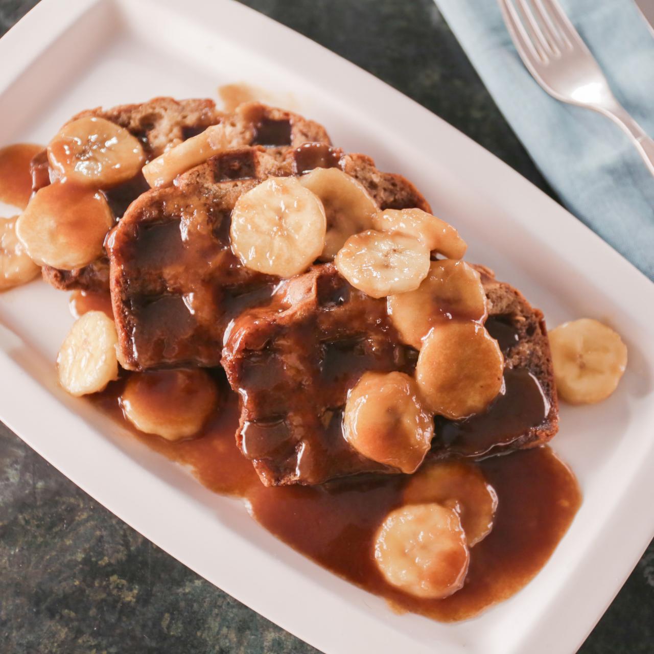 Bananas Foster Belgian Waffles Recipe