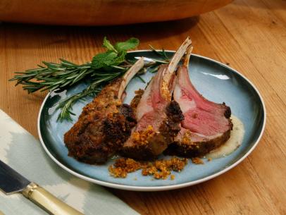 Emeril Lagasse's Rack of Lamb with Apple Mint Puree is seen on the set of Food Network's The Kitchen, Season 8.