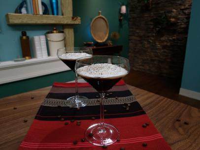 Geoffrey Zakarian's Black Russian Munich Style cocktail is seen on the set of Food Network's The Kitchen, Season 8.