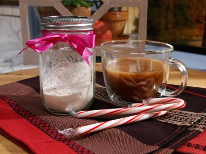 Katie Lee's Candy Cane Coffee Creamer is seen on the set of Food Network's The Kitchen, Season 8.