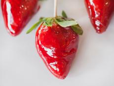 How to make pretty cinnamon candy dipped strawberries by Jackie Alpers for the Food Network