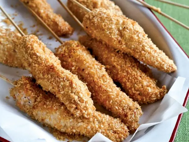 Oven Fried Chicken on a Stick with Vidalia Honey Mustard Dipping Sauce