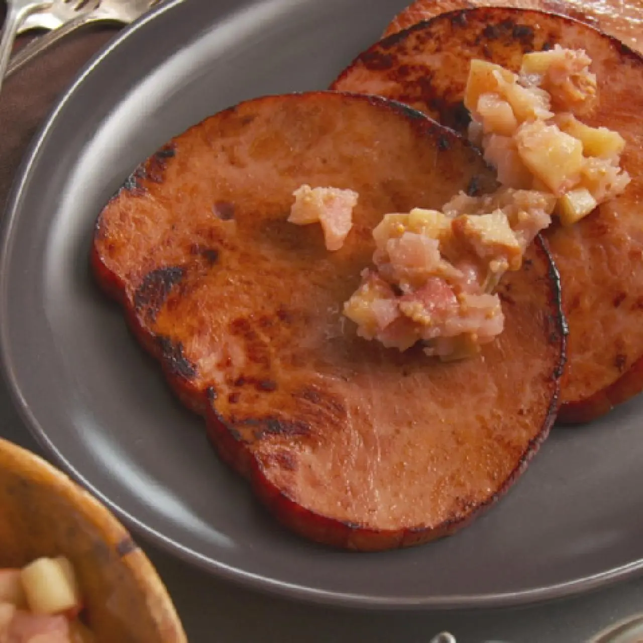 Ham Steaks with Apple-Mustard Chutney Recipe | Nancy Fuller | Food Ham Steaks with Apple-Mustard Chutney Recipe | Nancy Fuller | Food