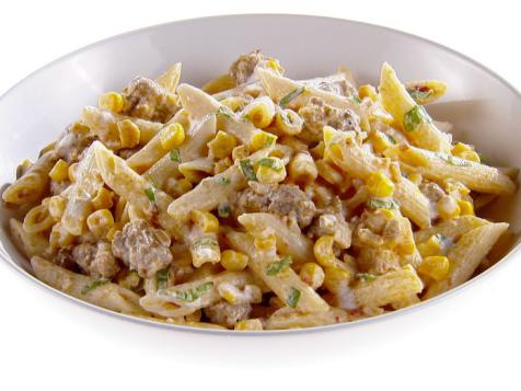 Penne with Corn and Spicy Sausage