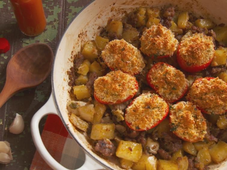 Sausage and Bacon Hash with Baked Tomatoes Recipe Nancy Fuller Food