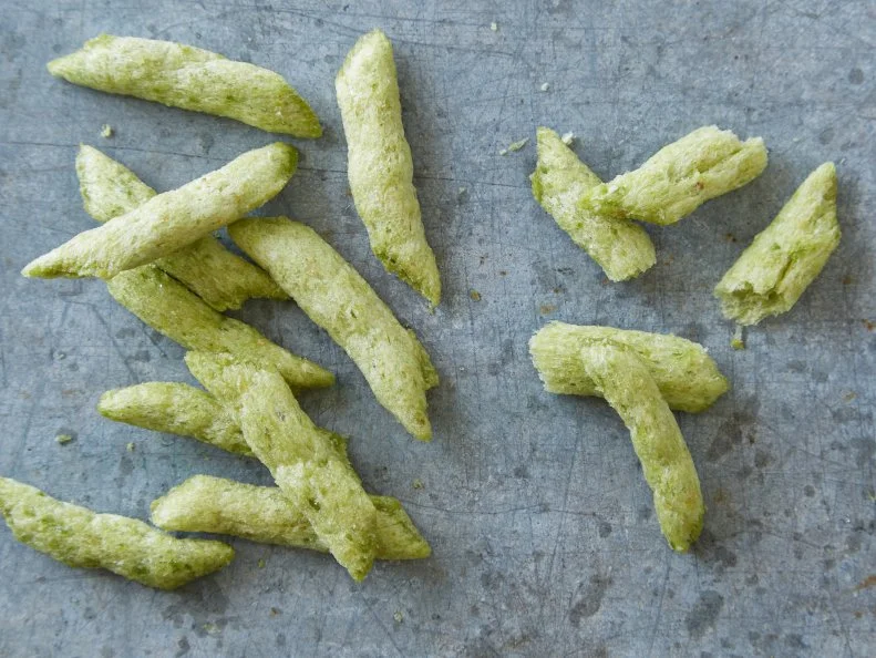 Food Network Kitchenâ  s snow pea crisp croutonsas seen on Food Network.