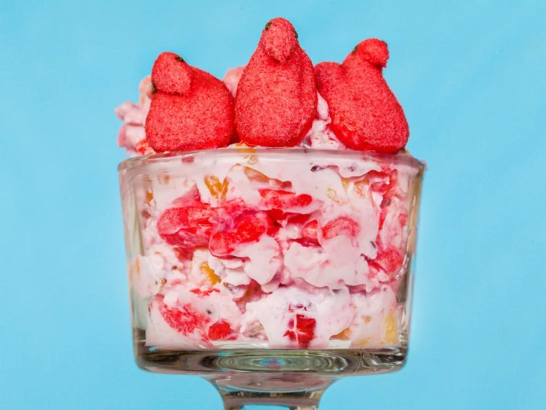 Replace the marshmallows in Alton Brown's ambrosia salad with peeps. Food Photography, Ideas and Recipes By Jackie Alpers for Food Network.