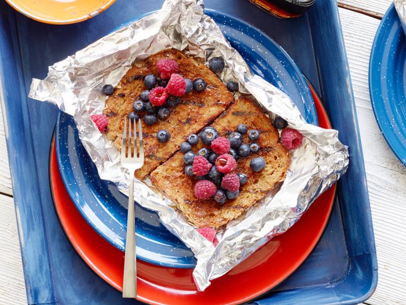 FNK HEALTHY GRILLED FRENCH TOAST FOIL PACKS, Food Network Kitchen, Unsalted
Butter, Nonfat
Evaporated Milk, Eggs, Maple Syrup, Vanilla Extract, Cinnamon, Multigrain
Bread, Mixed Berries