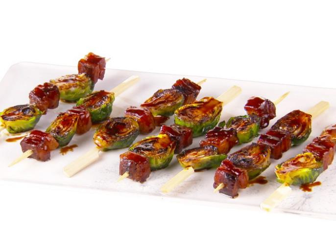 Bacon Bourbon Brussels Sprout Skewers Recipe Giada De Laurentiis