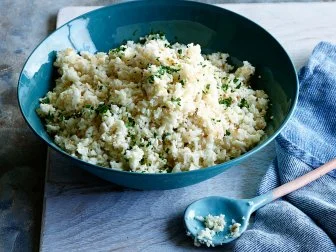 FNK HEALTHY CAULIFLOWER RICE, Food Network Kitchen, Cauliflower, Olive Oil, Onion,
Parsley, Lemon