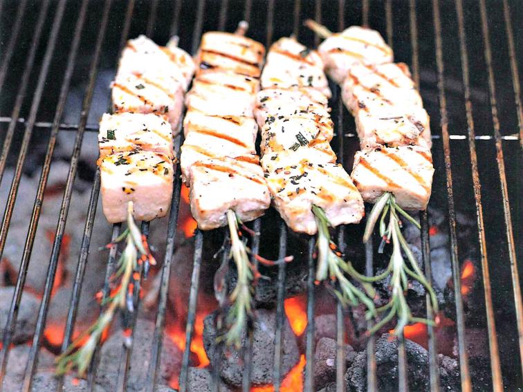 RosemarySkewered Swordfish Kebabs Recipe Food Network
