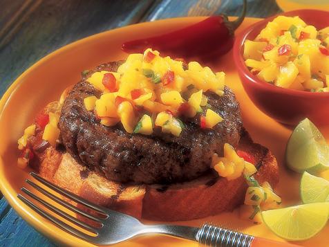 Caribbean Beef Burgers with Mango Salsa