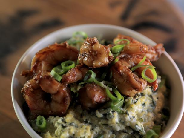Baked Grits And Collards Casserole Recipe Damaris Phillips Food Network · cajun style shrimp and grits with sauteed garlic kale. baked grits and collards casserole