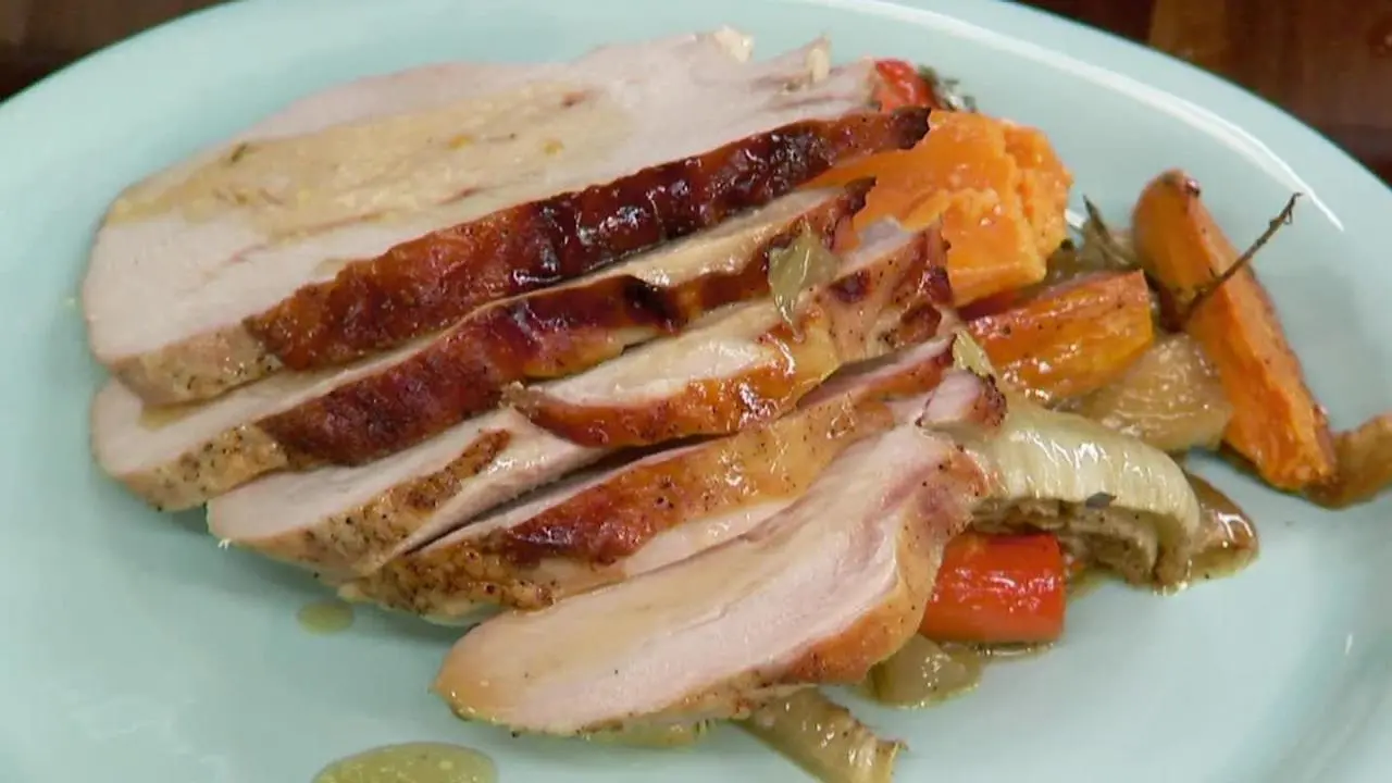 RoastYourOwn HoneyRoasted Turkey Breast and Vegetables Recipe Jeff Mauro Food Network