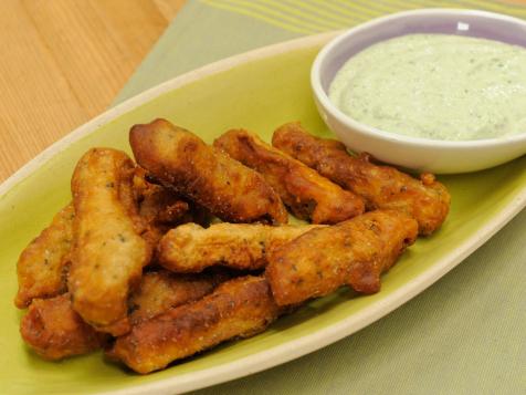 Sunny's Beer-Battered Eggplant Fries with Nunya Business Tzatziki Dip