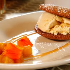 Plate of Butterscotch ice cream sandwich from 300 East in Charlotte, NC as seen on Food Network's Diners, Drive-Ins and Dives episode DV2211.