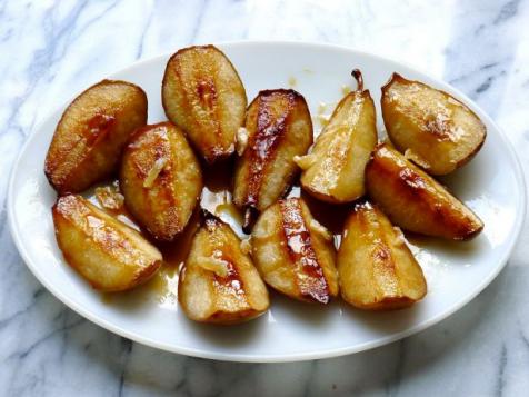 Cider-Roasted Caramelized Pears with Candied Ginger