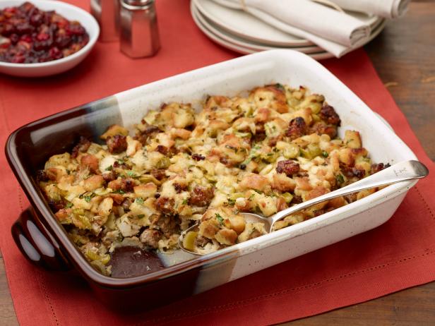 Food Networks Kitchenâ  s Make Ahead Sausage Stuffing for THANKSGIVING/BAKING/WEEKEND COOKING, as seen on Food Network.
