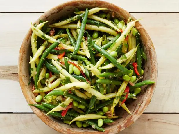 Three-Bean Salad with Mustard Vinaigrette and Pickled Ginger Three-Bean Salad with Mustard Vinaigrette and Pickled Ginger