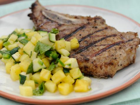 Grilled Pork Chops with Spicy Zucchini-Pineapple Salsa