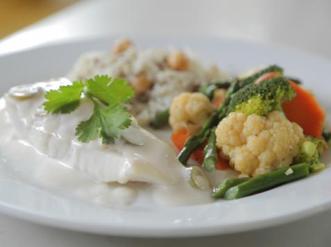 Steamed Halibut with Coconut Sauce