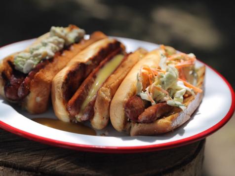 Split Hot Dogs with Butter-Toasted Buns and Homemade Toppings