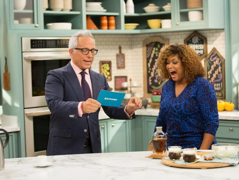 Co-hosts Geoffrey Zakarian and Sunny Anderson work on recipes, as seen on Food Networkâ  s The Kitchen, Season 4.,Co-hosts Geoffrey Zakarian and Sunny Anderson work on recipes, as seen on Food Network’s The Kitchen, Season 4.