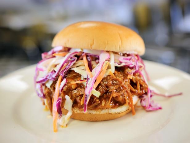 Pulled Pork Sandwich with BBQ Sauce and Coleslaw_image