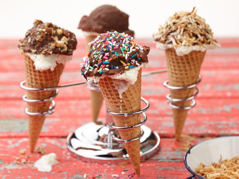 Food Network Kitchenâ  s Chocolate-Dipped Ice Cream Cones for KIDS/THANKSGIVING/CAMP CUTTHROAT, as seen on Food Network.
