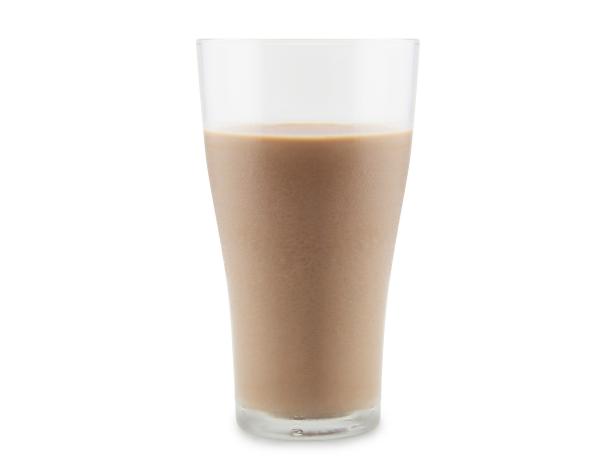 Chocolate milk is the delicious drink on white background