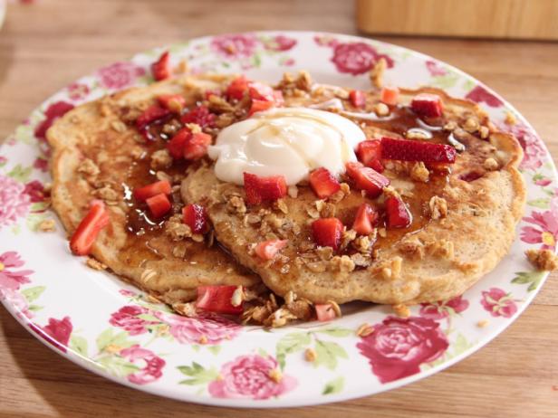 Strawberry Granola Pancakes image