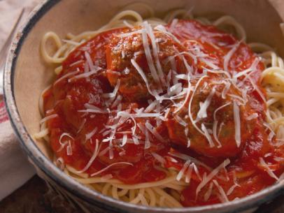 Spaghetti and Lamb Meatballs, as seen on Food Network's Farmhouse Rules, Season 4.