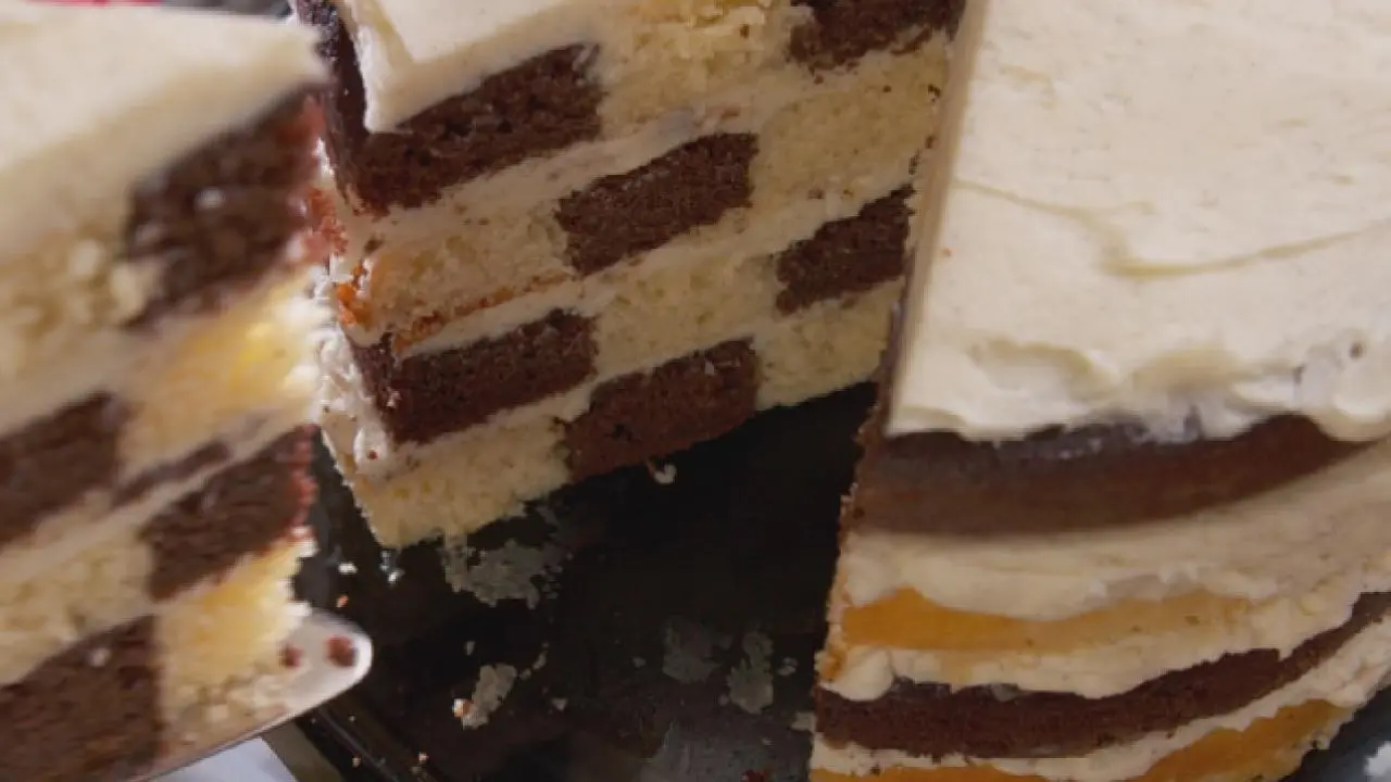 Chocolate and Vanilla Checkered Flag Cake Recipe | Nancy Fuller | Food ...