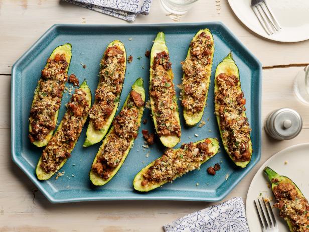 Nancy Fuller's Sausage-Stuffed Zucchini Boats for Top Summer Recipes by State, as seen on Farmhouse Rules, Bunkin' with GiGi